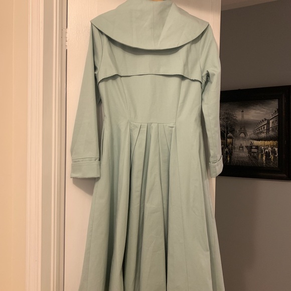 Miss Candyfloss 50s Antonella Swing Trench coat in mint - Picture 5 of 5